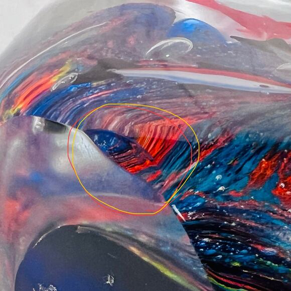 Murano Art Glass School Fish Bubble Hand Blown Paperweight Aquarium Blue Orange - Picture 10 of 13